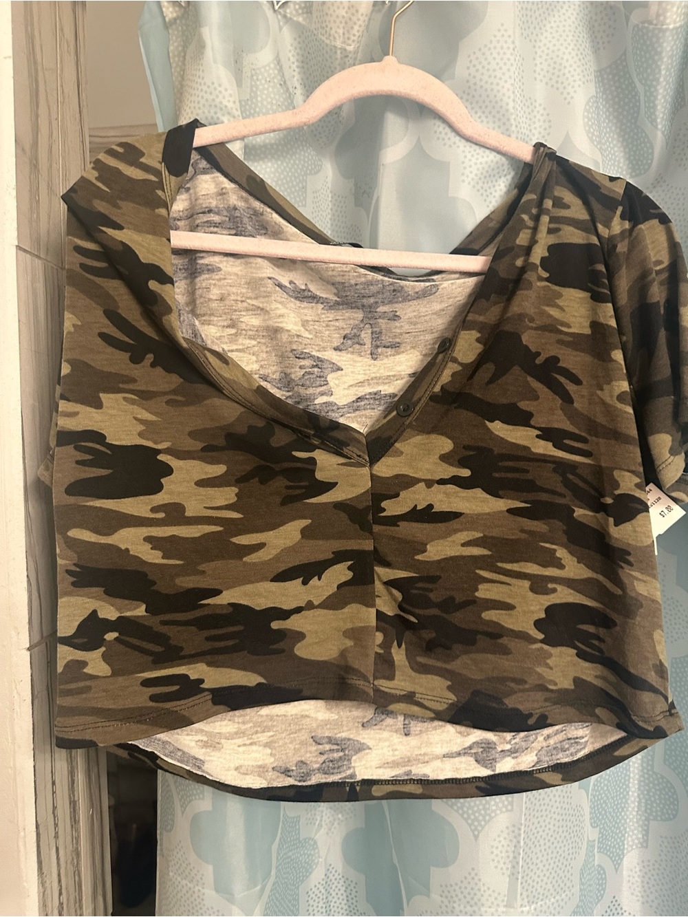 SHEIN Camo Crop Top with Buttons Women’s 3X